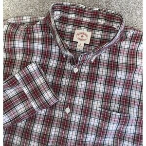 VTG Brooks Brothers Red Fleece Plaid Shirt Checkered Mens XL Work Wear Preppy‎